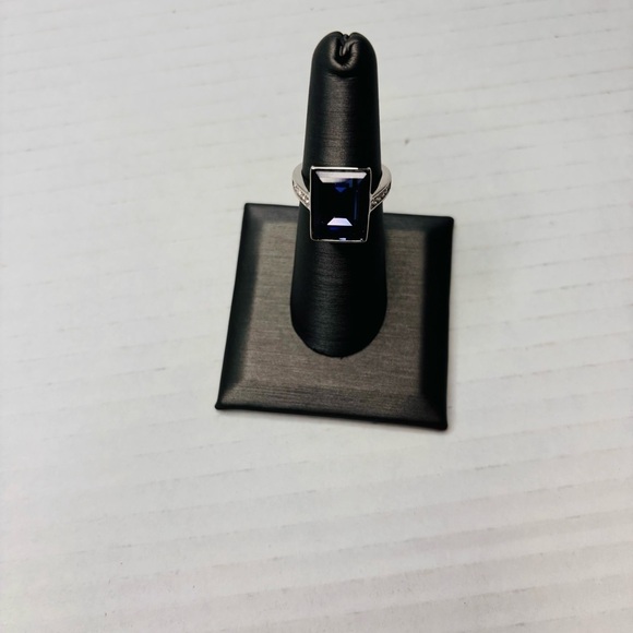 SWAROVSKI Amethyst Rhodium Plated Cocktail Ring Size 6 - Picture 1 of 7